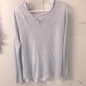 Bluish-gray hooded sweater